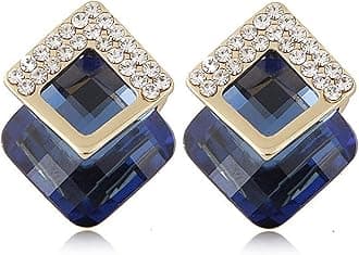 Shining Diva Fashion 18k Gold Plated Austrian Crystal Earrings for Women & Girls | Luxury Rhinestone Square Italian Designer Earrings | Latest Stylish Fancy Zircon Party Earring