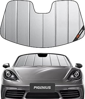 Pigenius Windshield Sun Shade for Porsche 718 Box-Ster,2017-2025,Thick Front Windshield Sunshade,6 Layers Sun Shield,Accordion Fold