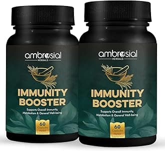 - Ambrosial Herbal Immunity Booster Immunity Supplements with Blend of 6 Natural Herbs: Amla, Ashwagandha, Giloy, Turmeric, Black Pepper & Licorice | Immune Booster for Adults (Pack of 2-120 Capsules)