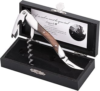 Laguiole By FlyingColors Wine Opener Sommelier Professional Waiter's Corkscrew, Olive Wood Handle, Wooden Gift Box. Sommelier Knife, Corkscrew, Foil Cutter, and Bottle Opener.