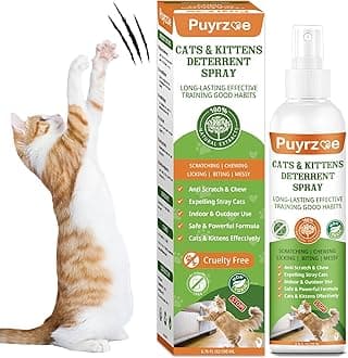 puyrzoe Natural Cat Deterrent Spray, 200ML Kitten Cat Repellent Spray Anti-Scratch for Furniture, Sofas, Curtains, Plants, Non-Toxic, Non-Alcohol Behavior Training Aid for Indoor & Outdoor