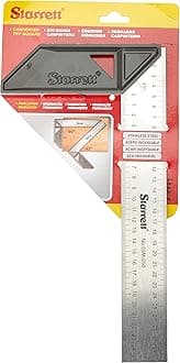 StarrettCarpenter Square - K53M-250-S Stainless Steel Angle Ruler Carpentry 250mm (10”) - Aluminium Alloy Handle for Craftsman Woodworking