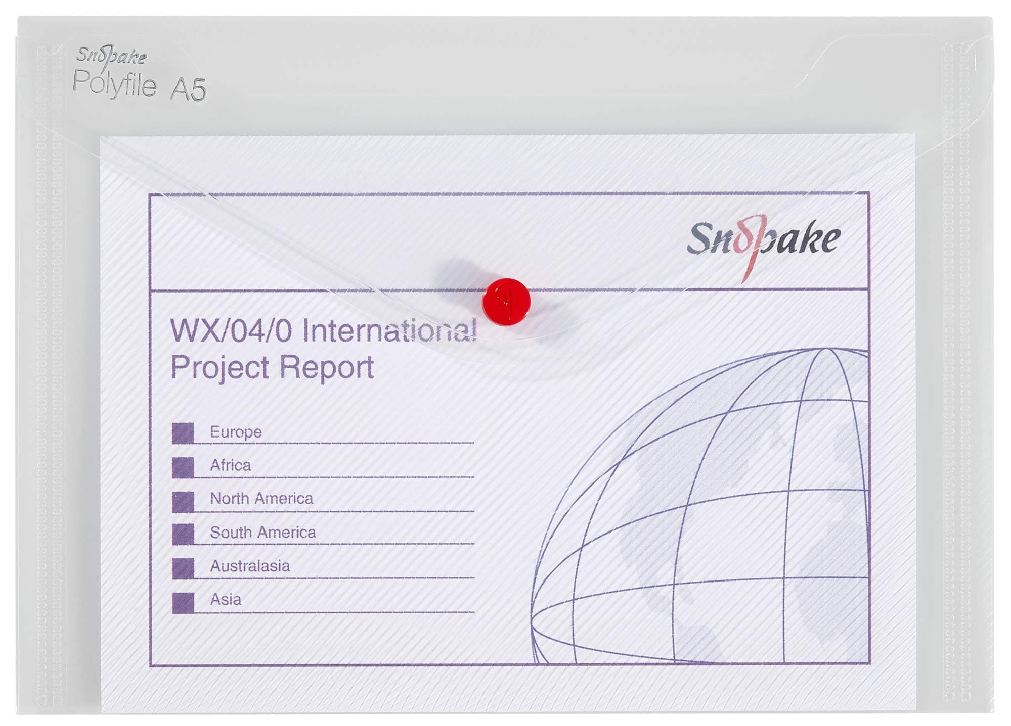 Snopake A5 Polyfile Popper Wallet with Press Stud Closure – Clear [Pack of 5] Ref: 11382