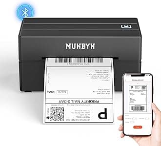 MUNBYN Bluetooth Label Printer, 130B Wireless Thermal Shipping Printer for 4x6 Shipping Packages, Small Business, Office or Home, Compatible with iPhone, Android, iPad, Windows, MacOS, Chrome