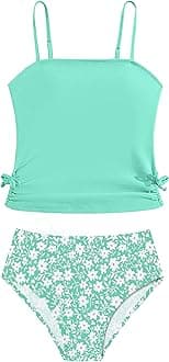 Girls Tankini Swimsuits Two Piece Bathing Suit Drawstring Swimwear Set for Girls 7-18 Years