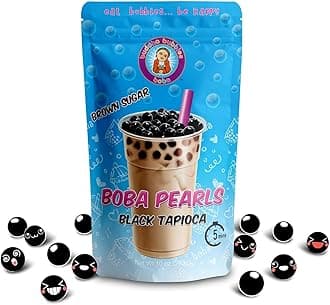 Premium Quick Cook REAL Tapioca Black (Brown Sugar) Boba Pearls By Buddha Bubbles Boba 10 Ounces (283 Grams) (10 Ounces, Brown Sugar)