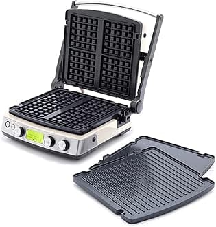 Elite 7-in-1 Multi-Function Contact Grill & Griddle, Healthy Ceramic Nonstick, Grill & Waffle Plates, Adjustable Shade & Shear, Closed Press/Open Flat Surface, PFAS-Free, Cream White