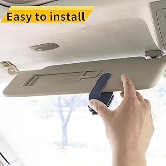 Yuoyar Sunglass Holder for Car, Magnetic Leather Sunglasses Holder and Ticket Card Clip, Car Visor Accessories, 2 Packs (Blue)