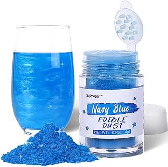 Navy Blue Edible Glitter For Drinks, 4g, Sujoygar Food Grade, Shimmer Dust Powders for Cake Decorating, Cocktail, Chocolates, Beer, Strawberries, Baking
