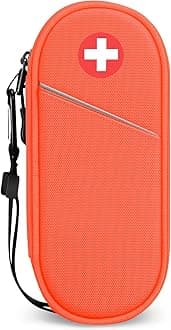 SITHON EpiPen Medical Carrying Case Insulated, Travel Medication Organizer Bag Emergency Medical Pouch Holds 2 EpiPens, Asthma Inhaler, Anti-Histamine, Auvi-Q, Allergy Medicine Essentials, Orange