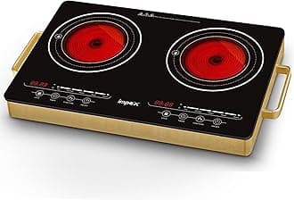 IMPEX Double Infrared Cooktop, 2 Burner Electric Stove with 4-digit LED Display, Touch Sensor, 5 Cooking Modes, 8 Power Levels, 4-hour Timer, Micro Crystal Plate, Overheat Protection, 2-year Warranty