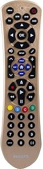 Philips Universal Remote Control for Samsung, Vizio, LG, Sony, Sharp, Roku, Apple TV, RCA, Panasonic, Smart TVs, Streaming Players, Blu-ray, DVD, Simple Setup, 4 Device, Gold, SRP2014C/27