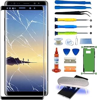 for Samsung Galaxy Note 8 Front Glass Repair Kit Screen Replacement 6.7 inch Outer Screen incl Waterpoof Frame Adhesive,Repair Glue and Lamp Tool (No Digitizer,No LCD)