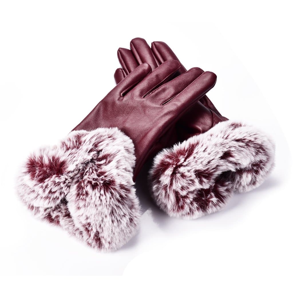 Womens Texting Winter Gloves, Touchscreen Soft PU Leather Warm Lined Gloves