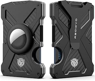 Oaridey AirTag Wallet (No AirTag) with Money Clip, Slim Wallet with AirTag Holder, Minimalist Wallet for Men, Carbon Fiber Wallet, RFID Blocking, Holds 15 Cards, Ultra-Thin Tactical Wallet- Black