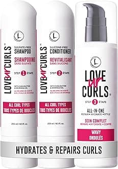 Shampoo & Conditioner Set with All in One Curl Cream Styler for Wavy Hair, 3 Step System for Repair and Moisturizing
