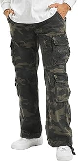 Authentic Cargo Pants for Men - Extra Long Drawstring, Rear and Cargo Pockets, and Belt and Hanging Loops