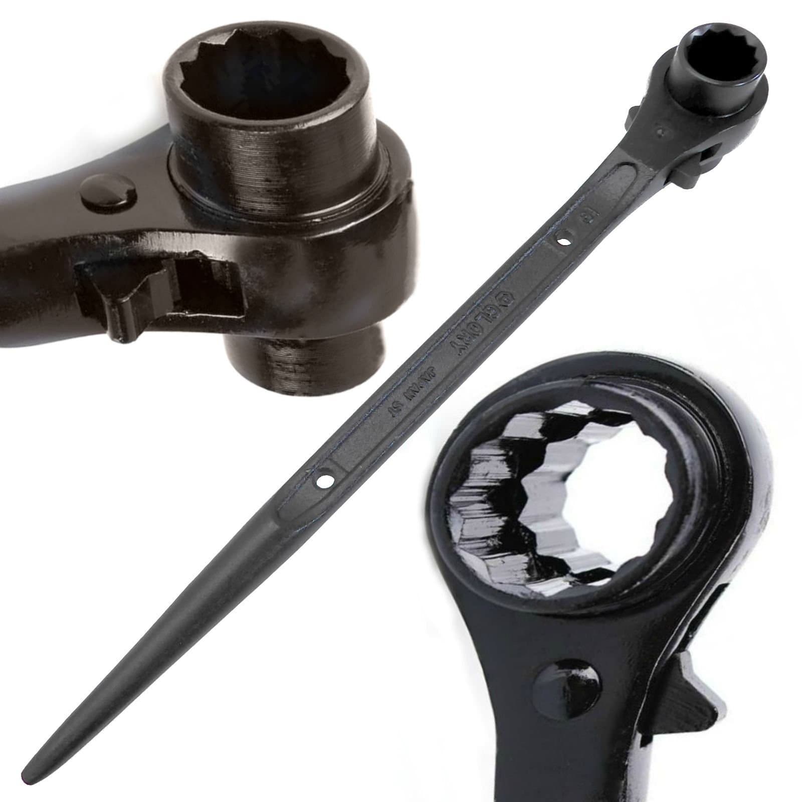 Scaffold Spanner/Ratchet Podger Spanner/Steel Erect Spanner 19mm x 24mm Black Phosphate