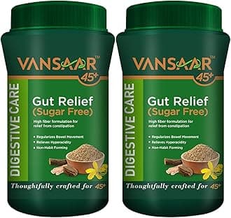 45+ Isabgol Gut Relief (Sugar free) 200g*2| Relieves Constipation, Gas & Bloating|Enriched with Isabgol Psyllium Husk & 6 Proven Ayurvedic Herbs for Gut Health| Gentle Laxative,Non-Habit forming
