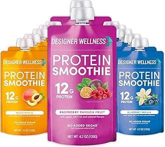 Protein Smoothie, Real Fruit, 12g Protein, Low Carb, Zero Added Sugar, Gluten-Free, Non-GMO, No Artificial Colors or Flavors, Super Fruits Variety Pack, 12 Count