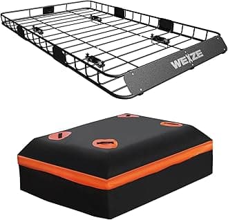 54" x 34" Heavy Duty Roof Rack Basket, 200LBS Universal Rooftop Cargo Basket with Waterproof Bag, Cargo Net & Tie Down Straps, Steel Luggage Holder for Car SUV Truck