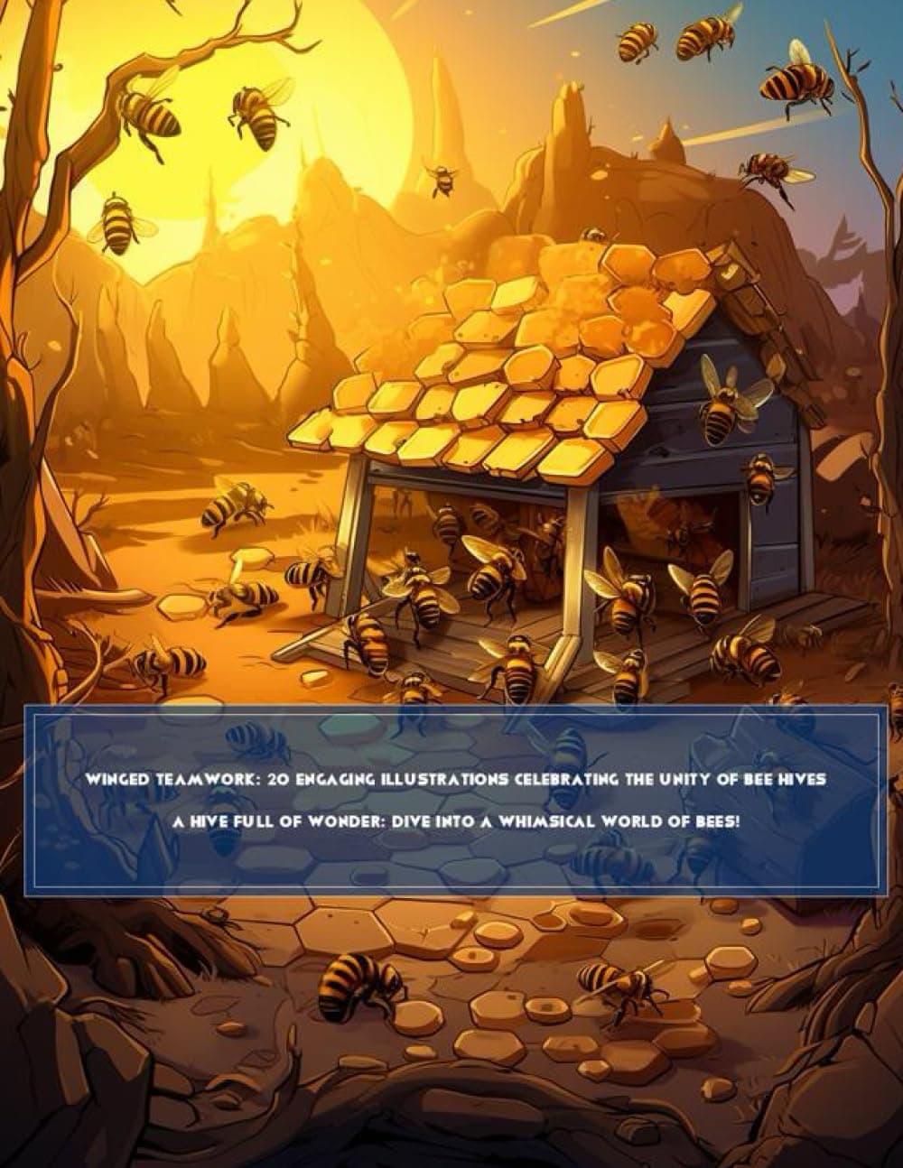 Winged Teamwork: 20 Engaging Illustrations Celebrating the Unity of Bee Hives: A Hive Full of Wonder: Dive into a Whimsical World of Bees!