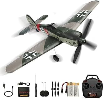 RC Plane for Adults and Kids, 4 Channel Hobby Remote Control Airplane FW-190 Fighter Glider with 6-Gyro System for Beginners Trainers