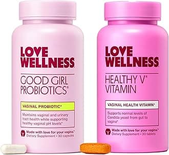 Love Wellness Good Girl Probiotics and Healthy V Vitamin | Womens Wellness Duo | Womens Probiotics Supplements for pH Balance and Vaginal Health