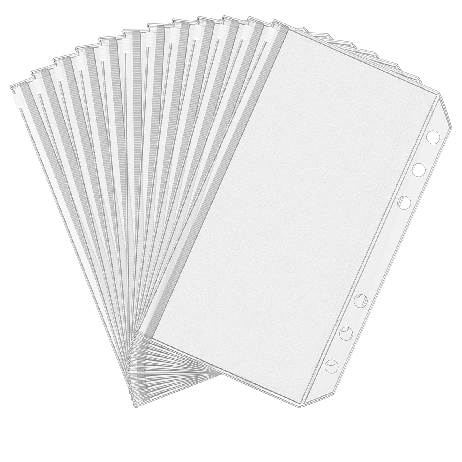 Antner 12 Pcs Binder Pockets A6 Size 6 Hole Binder Zipper Folder 6 Rings Notebook Binder Loose Leaf Bag, Waterproof PVC Pouch Document Filing Bag