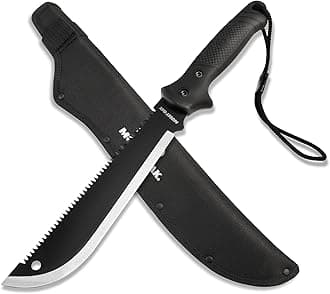 Mossy Oak Machete with Saw, 19" Sharp Machete with Sheath, Ergonomic No-Slip Handle, Machetes for Bushcraft, Outdoor Hunting, Garden Cutting Trees and Yard Work