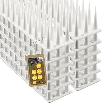 KADAX Plastic Bird Repellent, 51 x 4 x 3.5 cm, Animal Repellent 3 Row Spikes for Cat, Martens, Pigeon, Fence, Windowsill, Roof, Pigeon Repellent, Bird Protection, Heavy Duty (12, White)