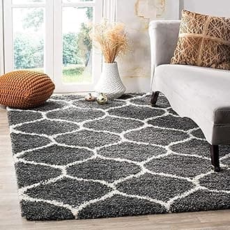 ZBLER Carpet Shaggy Super Soft Carpet for Home & Living Room (4x6 feet, Grey Design)