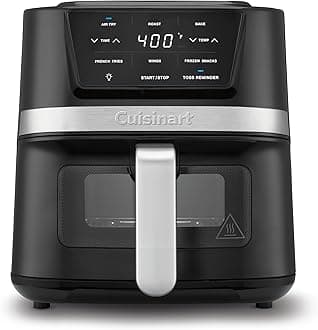 - Cuisinart Air Fryer, 2.6-Quart Compact Basket Fryer with 3 Cooking Functions to Air Fry, Roast, and Bake, 3 Airfryer Presets, Dishwasher-Safe Parts, AIR-80, Stainless Steel & Black