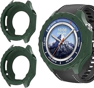 GIOPUEY Case Compatible with OnePlus Watch 3, Pack of 2, Soft TPU Silicone Protective Case Cover - Dark Green