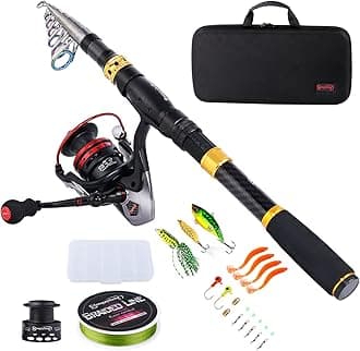 Sougayilang Fishing Rod Combos with Telescopic Fishing Pole  Fishing Carrier Bag