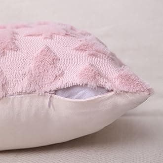 DFXSZ Christmas Tree Pillow Covers 20x20 inch Set of 2 Christmas Decoration Pink Soft Plush Faux Fur Jacquard Throw Pillows for Bedroom Sofa Holiday Festivals Winter Home Decor PTK006D20