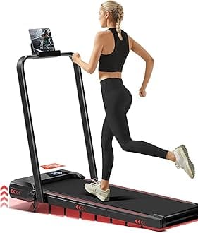 UMAY Walking Pad Treadmill with 9% Incline, Folding Treadmill with Diamond Pattern Running Belt, 12km/h Lightweight Running Machines for Home Office with LED Display, No Assembly