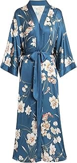 Aensso Long Soft Lightweight Silky Kimonos Robes for Women, Luxury Japanese Floral Womens Kimono Robe