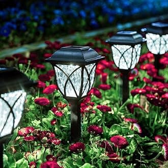 GIGALUMI 6 Pack Solar Lights Outdoor Waterproof, LED Solar Garden Lights, Outdoor Decorations, Garden Decor for Yard, Patio, Landscape, Planter, Walkway (Cold White)