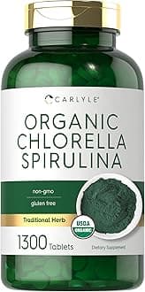 Carlyle Organic Chlorella Spirulina Tablets | 1300 Count | 50/50 Blend | Non-GMO and Gluten Free Supplement