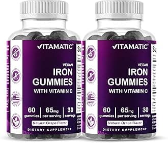 Vitamatic Iron 65 mg Gummies Supplement for Women & Men - 60 Vegan Gummies - Great Tasting Iron Gummy Vitamins with Vitamin C (2)