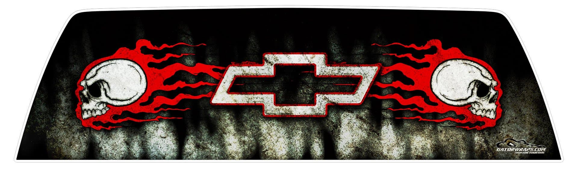 GATORWRAPS - Chevy Skulls Window Graphic -"66 x 20" Full-Size Pick Up Truck