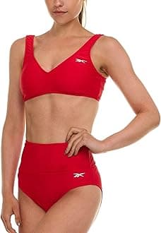 Reebok Bralette Bikini Sets for Women, High Waisted Bikini Bottoms, Womens Swimsuits Athletic Sporty Bathing Suit
