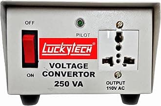 220V to 110V Stepdown Lucky Tech® Voltage Converter 250W USA to India Universal 3 Pin Input Plug (Wave Form) (250 Watt)