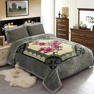 Grey Green Rose Korean Style Mink Blanket