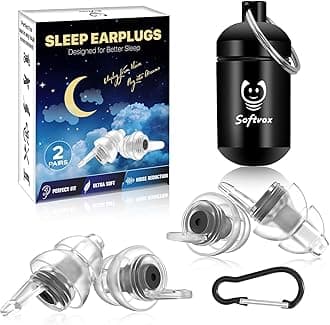 Softvox Ear Plugs for Sleeping 2 Pairs, Ultra-Comfy Reusable Small Earplugs for Sleep, Travel, Focus, Side Sleepers, Snoring - 27 dB Soundproof Noise Cancelling Silicone Hearing Protection