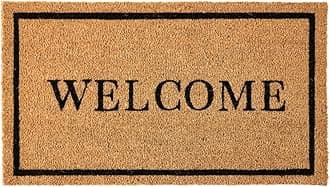 KANKUN Coco Coir Door Mat with Heavy Duty Backing, Welcome Doormat (17" x 30"), Doormat Entrance (Welcome2-1Pack)