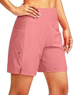 G GradualWomen's 7" Long Swim Board Shorts High Waisted Quick Dry Beach Swimming Shorts for Women with Liner Pockets