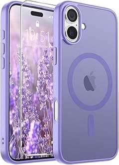 SUPFINE Magnetic for iPhone 16 Plus Case(Compatible with MagSafe) (Military Grade Drop Protection) Slim Translucent Matte Shockproof with Anti-Fingerprint Phone Case,Purple