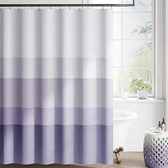 jinchan Ombre Lavender Lilac Striped Shower Curtain Waterproof Fabric Shower Curtains for Bathroom Gradual Color Minimalist Design Modern Neutral with 12 Hooks 70x72 Inches